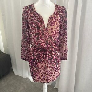 Pink and Purple Leopard Print Dress